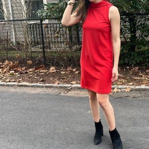 XS Banana Republic mock neck sleeveless red shift dress